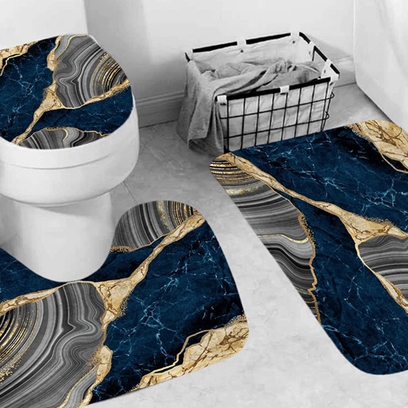 4Pcs Marble Shower Curtain Set - Picture 4 of 5